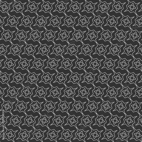 Abstract seamless pattern geometric white ornament on black background