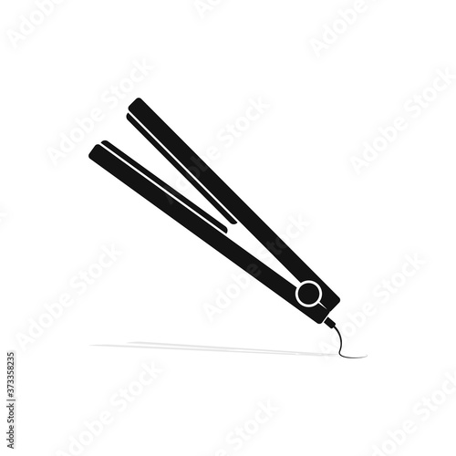 Hair straightener icon in black on a white background.