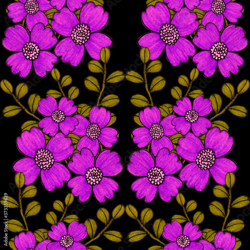 Creative seamless pattern with flowers in ethnic style. Floral decoration. Traditional paisley pattern. Textile design texture.Tribal ethnic vintage seamless pattern. Asian art.