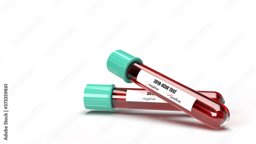 3D render of two test tubes for covid 19 blood test Stock Illustration