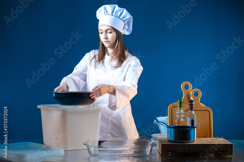 Chef cook woman. Woman cook...