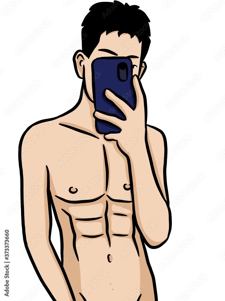 Fototapeta premium cartoon cute man on white background