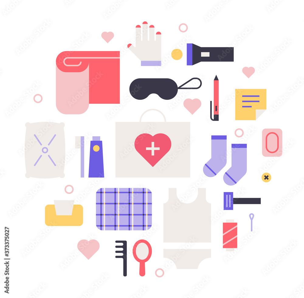 A set of relief objects. flat design style minimal vector illustration.