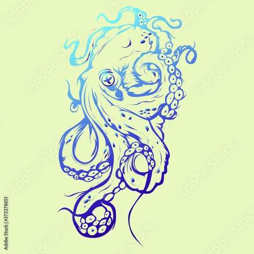 vector octopus illustrations, t-shirt designs and tattoos
