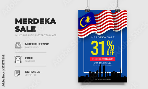 Merdeka sale poster design template