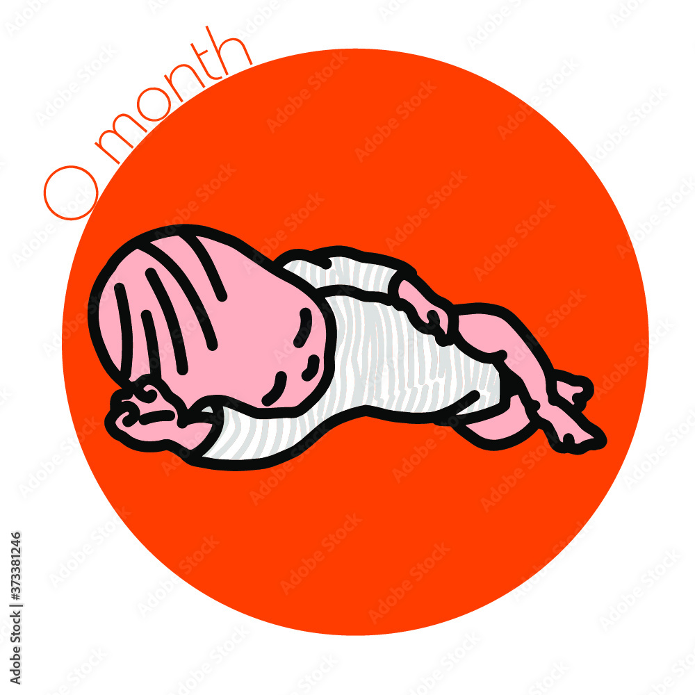 0month-横向きに寝ている赤ちゃんのイラスト 0month-横向きに寝ている赤ちゃんのイラスト