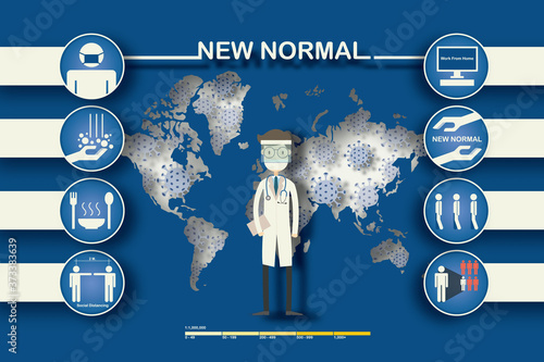 New normal concept and physical distancing people keep distance from each other. New normal after COVID-19 pandemic concept.