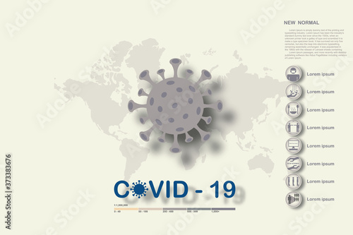 New normal lifestye concept. After Outbreak . After the Coronavirus or Covid-19 causing the way of life of humans to change to new normal.Vector Illustration.