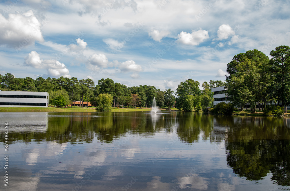 Fototapeta premium Building on Pond