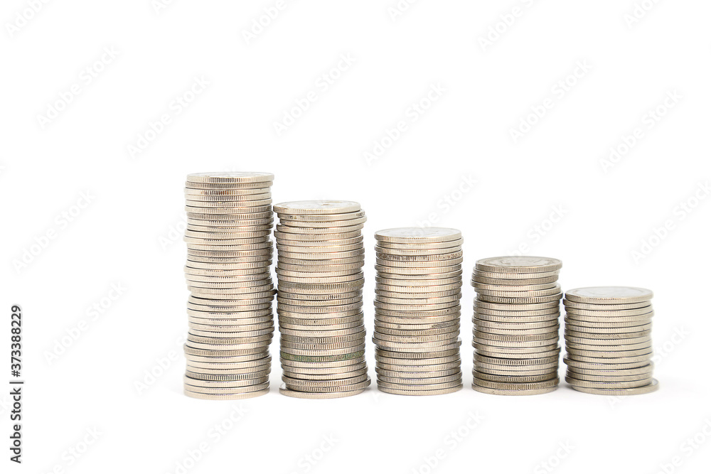 Coins placed as gradients from low to high Coins placed as gradients from low to high