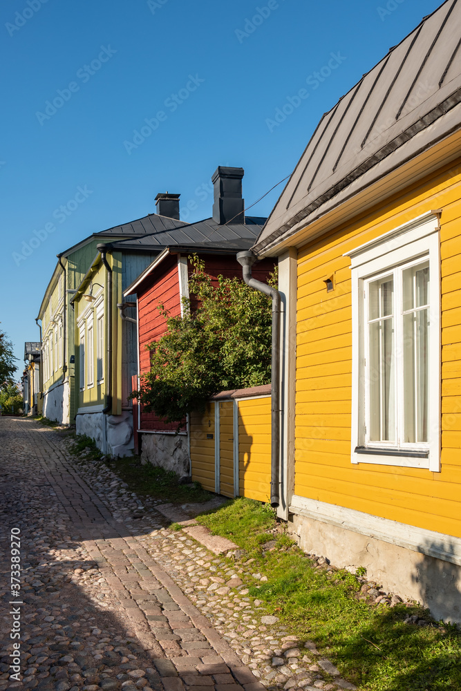 Rural colorful houses in Porvoo, Finland