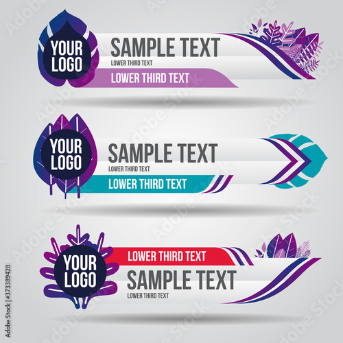 Lower third white and colorful design tv template modern contemporary. Set of banners bar screen broadcast show bar name. Collection of lower third for video editing on transparent background.