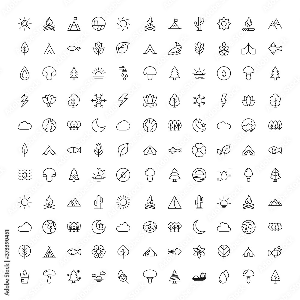 Nature line icon set. Nature line icon set.
