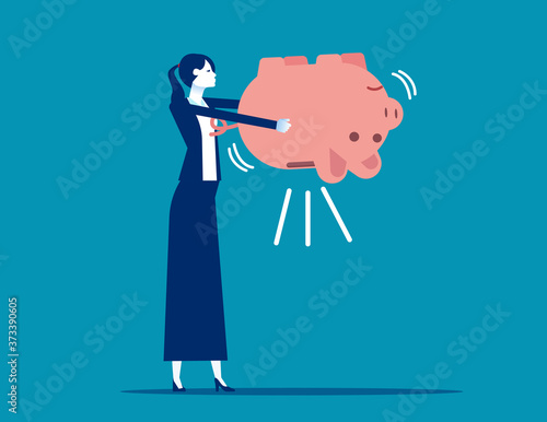 Empty piggy bank. Financial and saving concept. Flat cartoon vector style