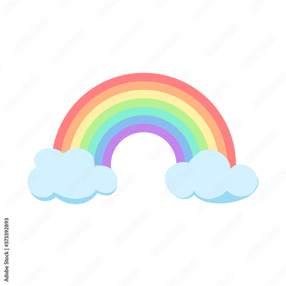 rainbow and clouds. simple vector image. baby illustration. design element. red orange yellow green blue purple colors rainbow and clouds. simple vector image. baby illustration. design element. red orange yellow green blue purple colors