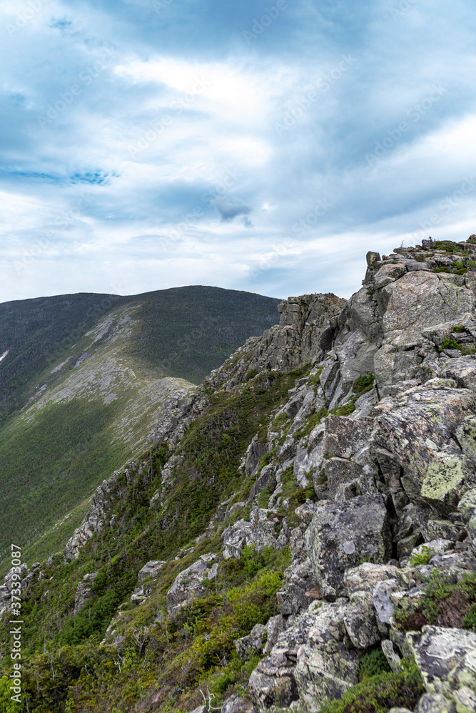 Bondcliff, Mount Bond, and West Bond are joined by hiking trails that provide views for miles around in the White Mountain National Forest of New Hampshire. Bondcliff, Mount Bond, and West Bond are joined by hiking trails that provide views for miles around in the White Mountain National Forest of New Hampshire.