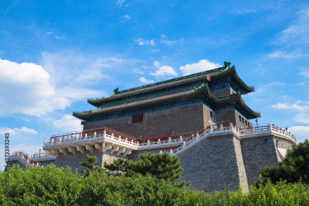 ZhengYang Gate under cloudy blue sky in Qianmen street, southern Beijing