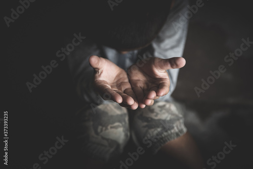 Fotografija closeup hands poor child begging  concept,  for poverty or hunger people, Human Rights