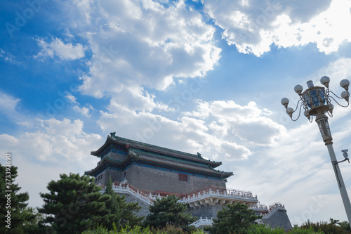 ZhengYang Gate under cloudy blue sky in Qianmen street, southern Beijing photo