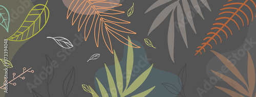 Colorful fall leaves seamless pattern over black background.floral colorful pattern with different leaves .decent floral pattern