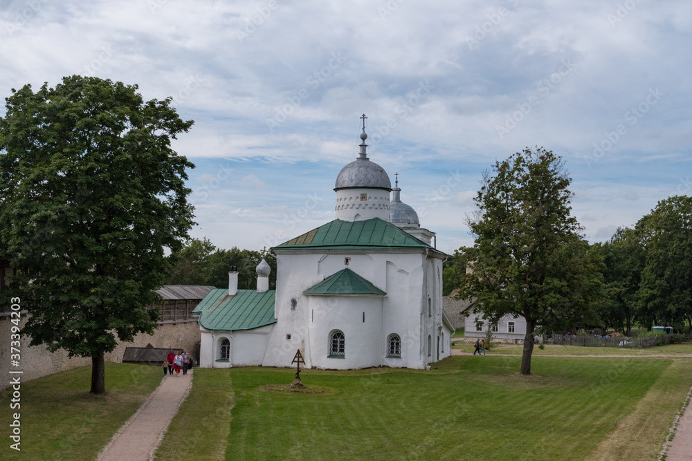 Ancient orthodox church of St. Nicholas in the Izborsk fortress. Izborsk, Pskov region, Russia.