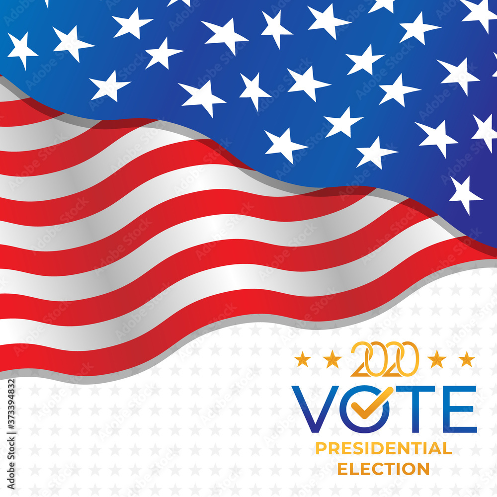 Fototapeta premium United States of America Presidential Election 2020 Vector illustration. USA Presidential Election 2020 Vector banner background design. 2020 US Presidential Election with America Flag Vector Design.