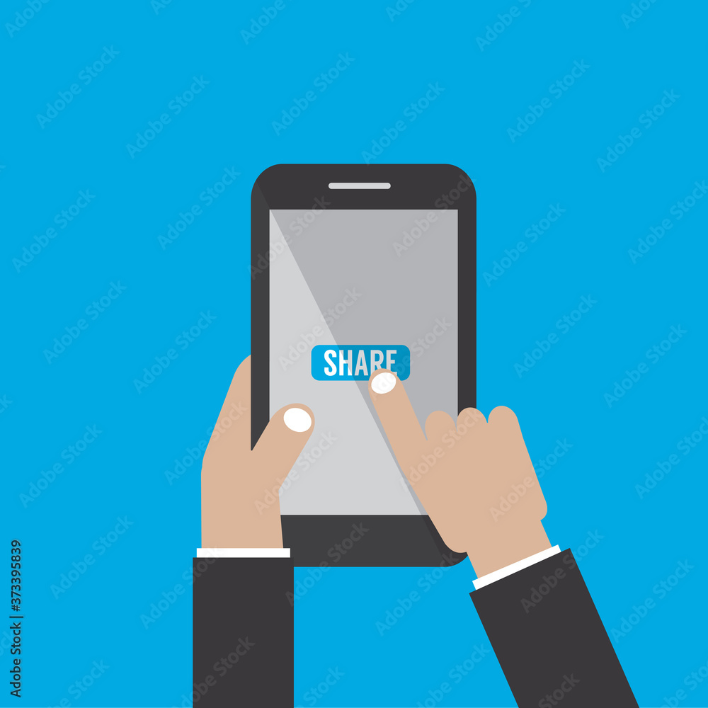 Man Holding a Smartphone to Share Information on Social Media Concept Vector Illustration Man Holding a Smartphone to Share Information on Social Media Concept Vector Illustration