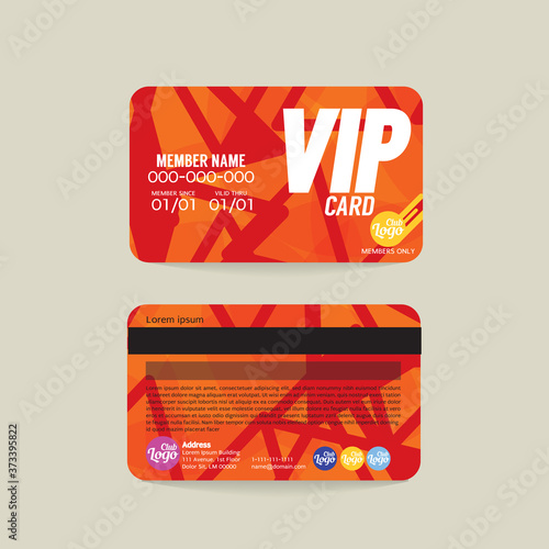 Front And Back VIP Member Card Template Vector Illustration
