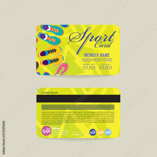 Front And Back Sport Member Card Template Vector Illustration