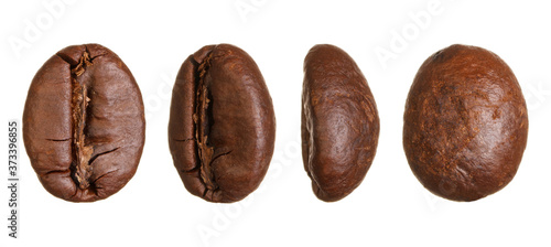 Roasted coffee beans isolated in white background