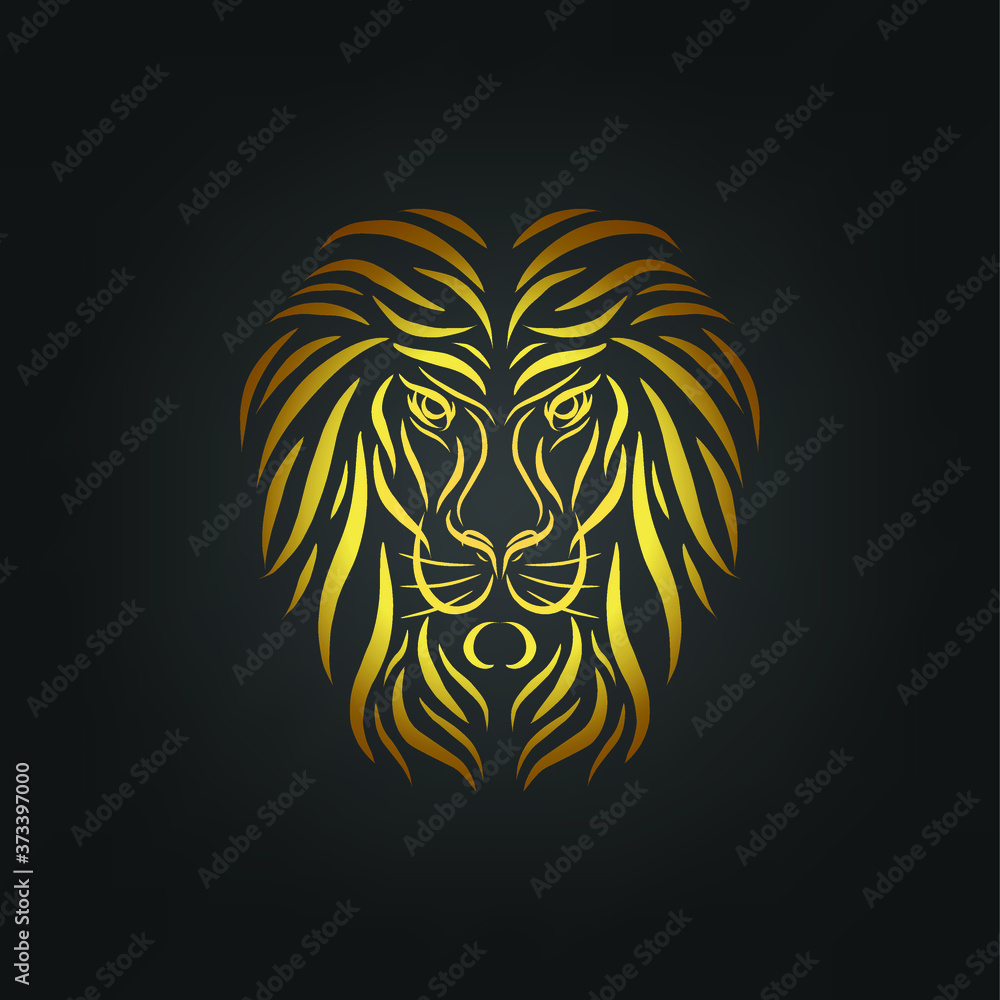 lion head tattoo, lion head line art