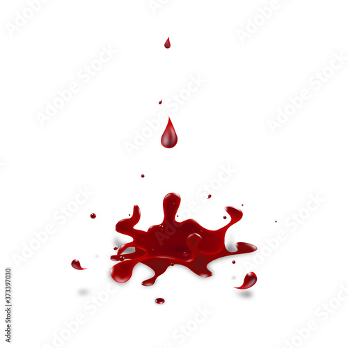 Red blood drop on white screen