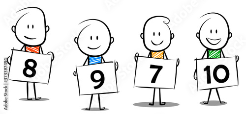 cartoon stickman grade or judgement poster.vector illustration.