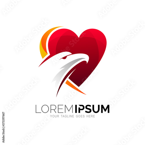 Eagle logo and heart design combination