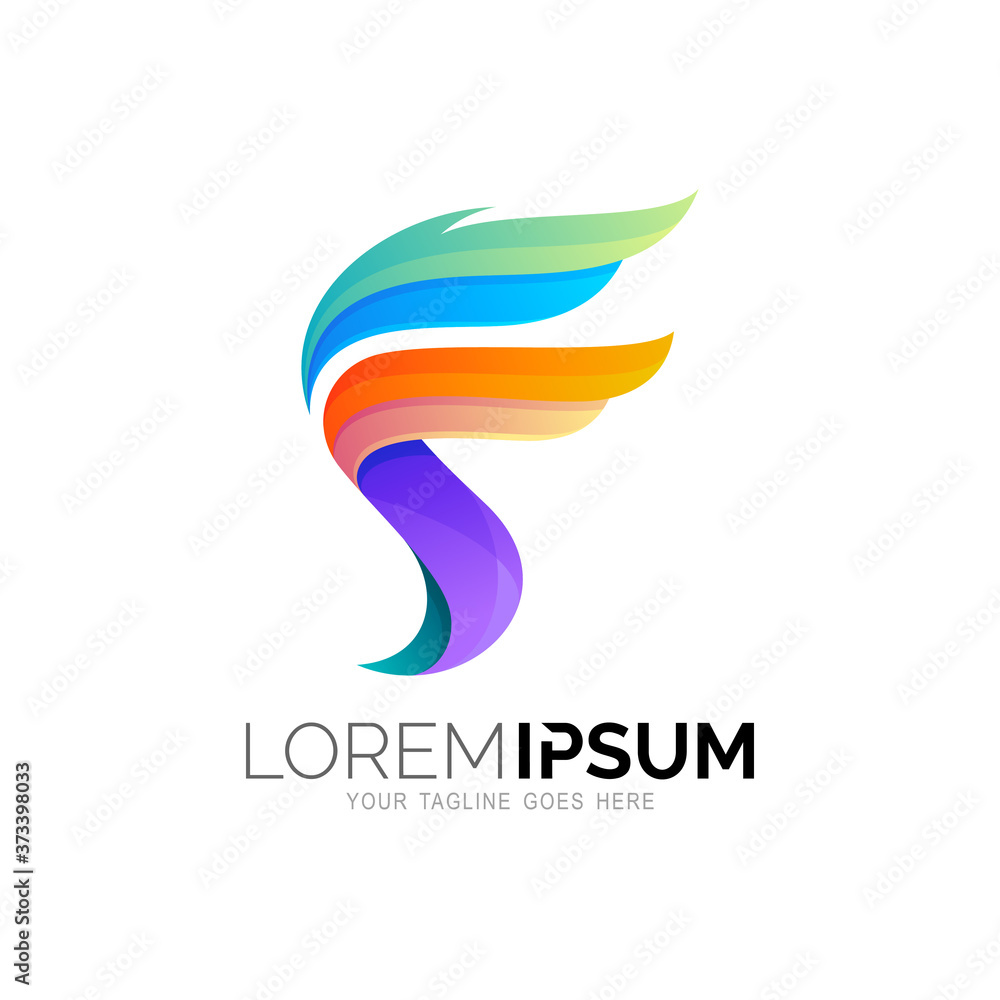 Fototapeta premium F logo , Letter f logo with colorful design vector