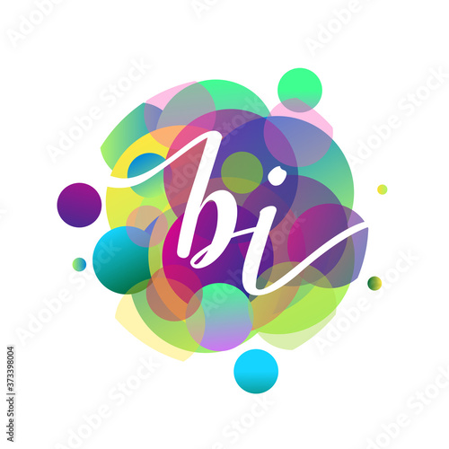 Letter BI logo with colorful splash background, letter combination logo design for creative industry, web, business and company.