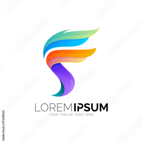 F logo , Letter f logo with colorful design vector