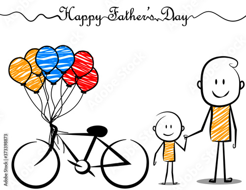 happy father's day cartoon stickman poster with copy space for your text. vector illustration.