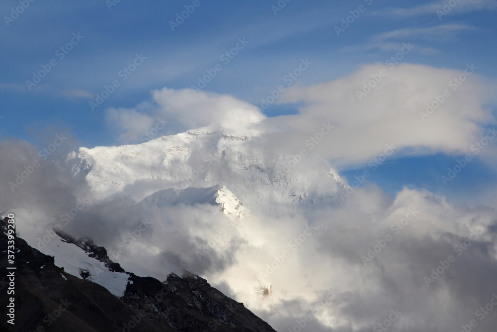 Fototapeta View of Mount Everest with the clouds from Everest Base Camp, Tibet