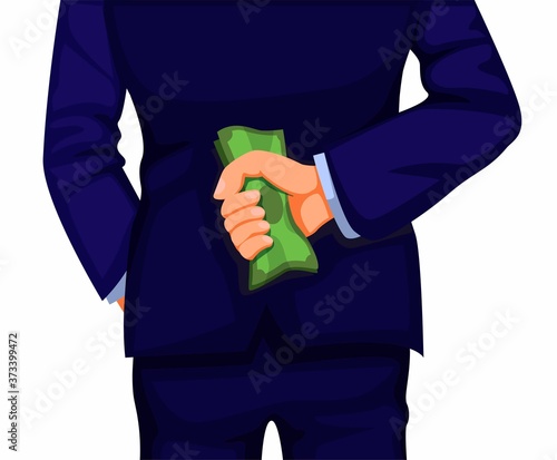 businessman hold money in back in rear view concept illustration vector on white background