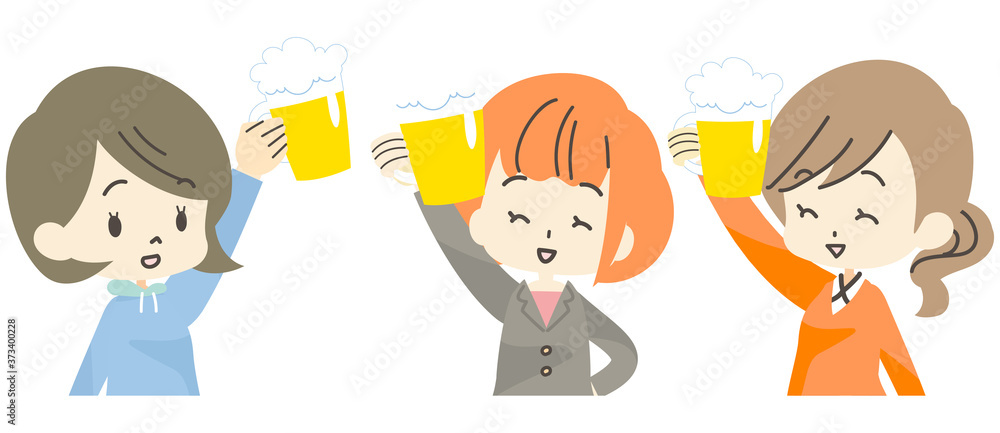 お酒を飲む女性たちのイラスト Stock Vector Adobe Stock