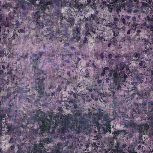 Dark moody purple and green seamless textural repeat pattern. Highly intricate and deeply detailed background swatch. Luxurious rich fashion textile feel. © NinjaCodeArtist