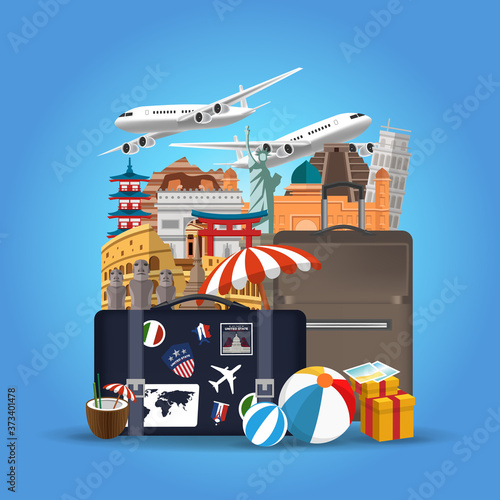 hand drawn illustration of world tourism day concept. Vector Illustration