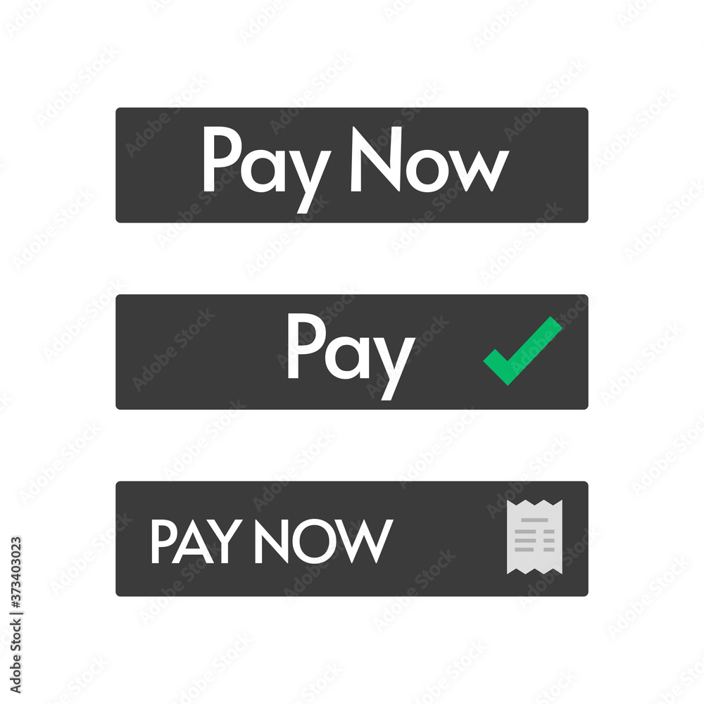 Pay now button vector design ui element flat style black color, payment online web link icon Pay now button vector design ui element flat style black color, payment online web link icon