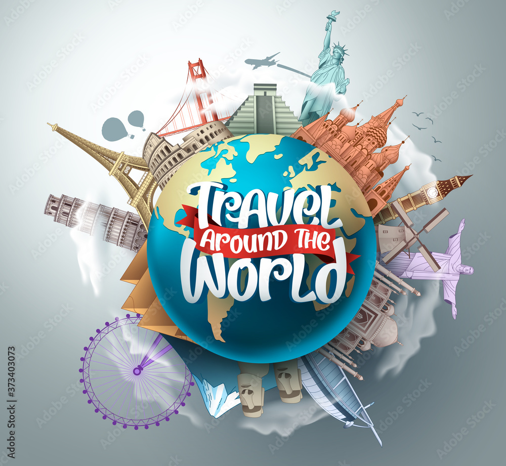 Travel around the world vector landmarks design. Travel in famous ...