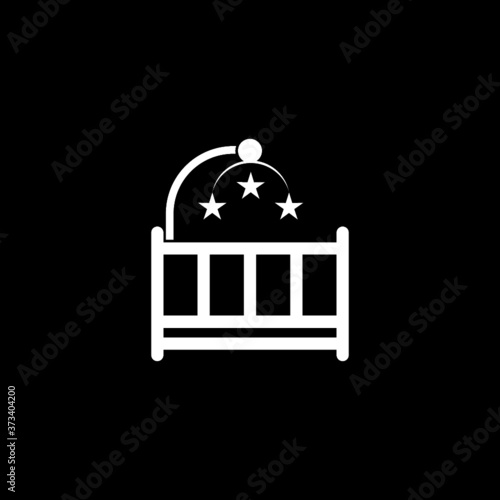 Baby-bed crib icon isolated on dark background