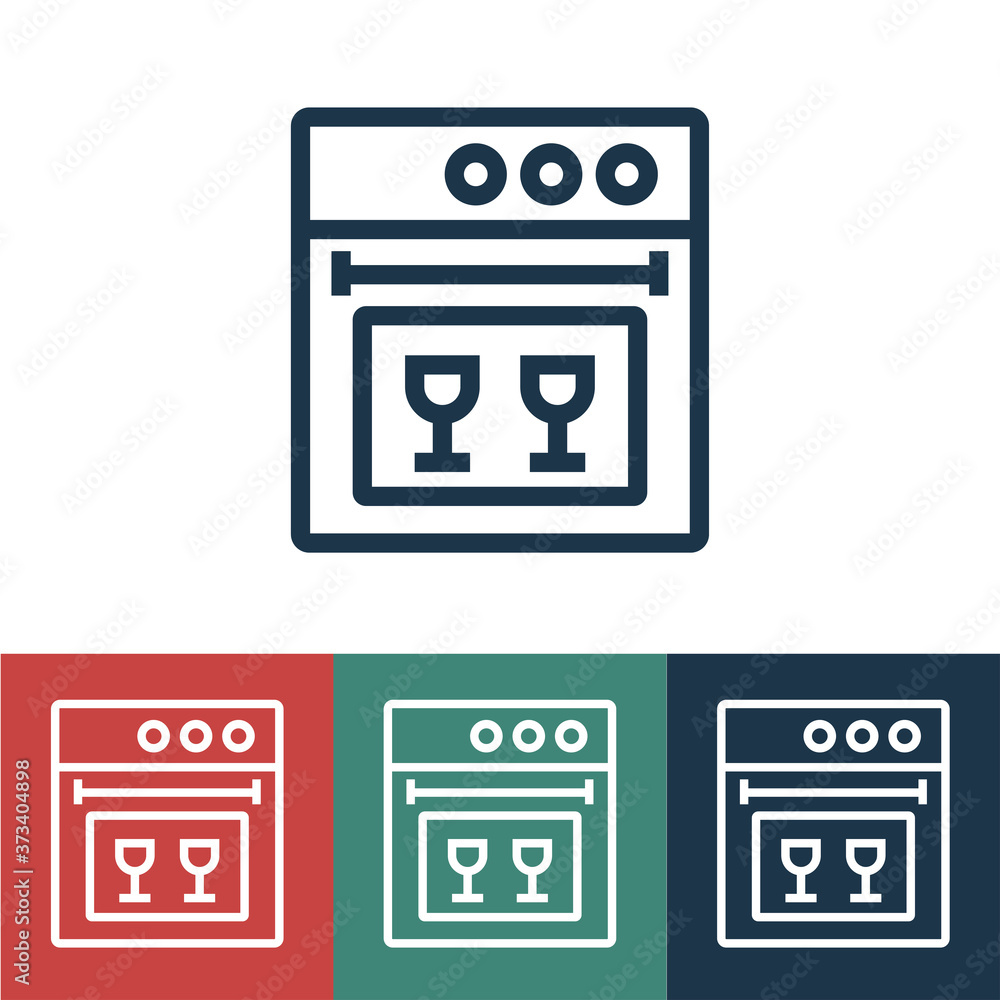 Linear vector icon with dishwasher Linear vector icon with dishwasher