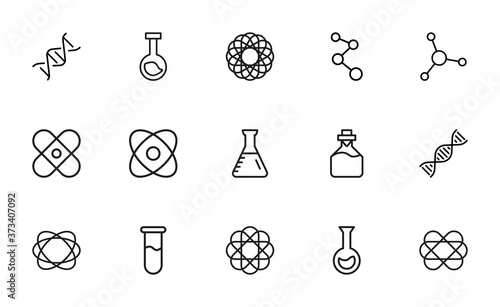 Set of bioengineering related vector line icons.