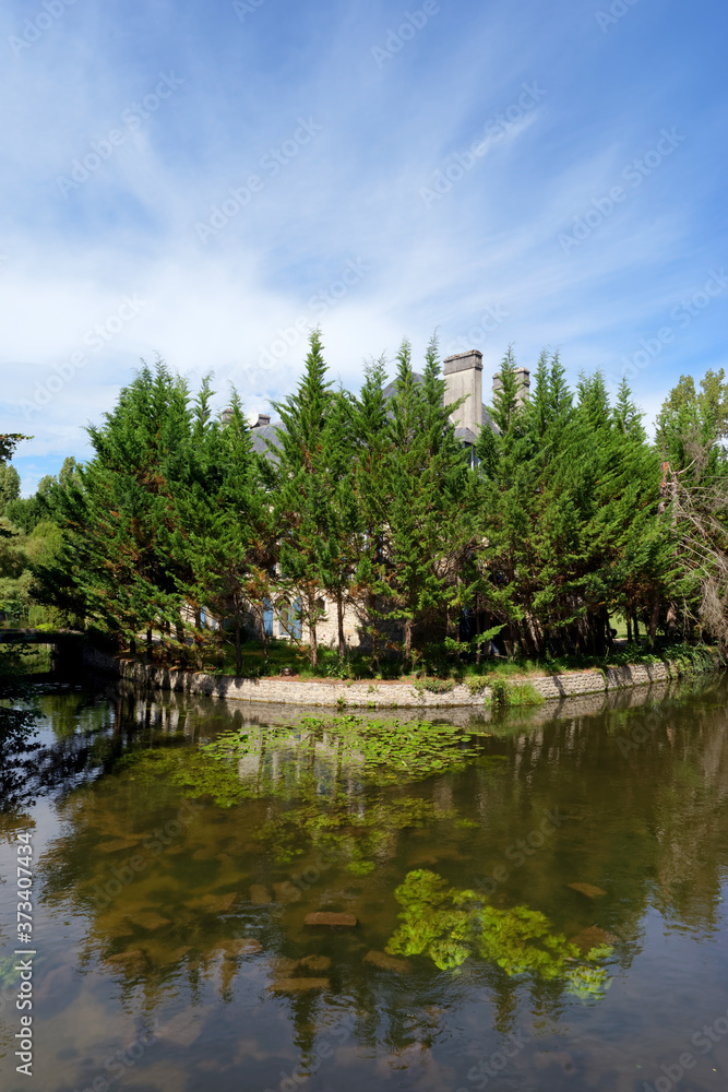 Essonne river in the French Gatinais regional nature park.  Buno-Bonnevaux village