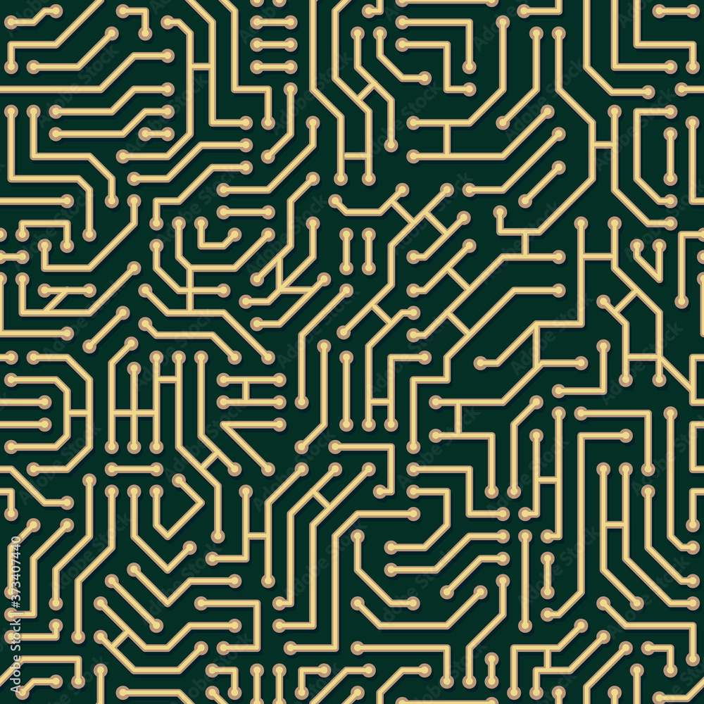 Pop and Colorful Circuit Board Puzzle Seamless Pattern, Electricity component. Vector Wallpaper Background Pop and Colorful Circuit Board Puzzle Seamless Pattern, Electricity component. Vector Wallpaper Background